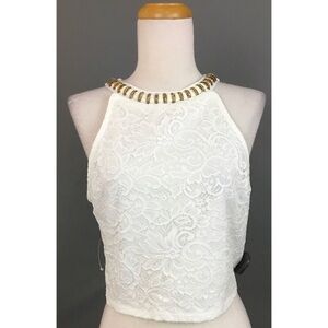 OFF White Lace Crop Top Large